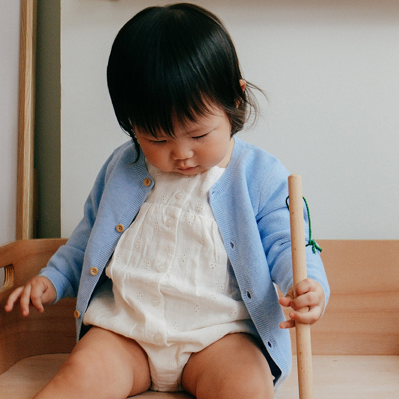 baby in purebaby textured cardigan organic cotton baby clothes