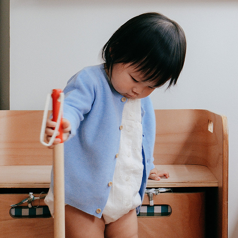 baby in purebaby textured cardigan organic cotton baby clothes