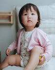 baby in purebaby textured cardigan organic cotton baby clothes