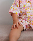 baby in purebaby crinkle summer bloom pj set organic cotton baby clothes