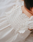 Embroidered Ruffle Top White