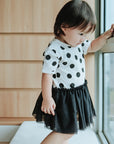 baby girl in black dots spot tutu dress organic cotton baby clothes