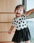 baby girl in black dots spot tutu dress organic cotton baby clothes