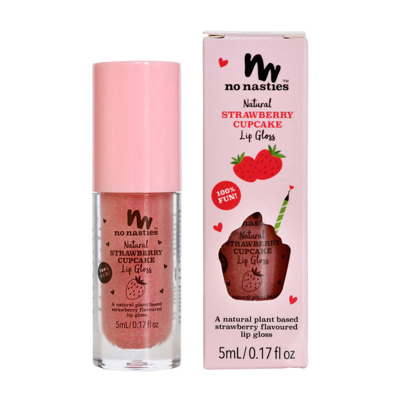 no nasties kids makeup kids lip gloss strawberry pink