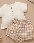 Argan Check Muslin and Linen Set