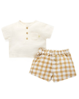 Argan Check Muslin and Linen Set
