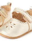 Light Gold Leather Eyelet Mary Jane