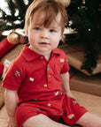 baby in purebaby organic christmas polo growsuit baby christmas outfit