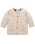 purebaby classic cardigan sand melange organic cotton baby cardigan