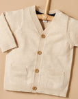 purebaby classic cardigan sand melange organic cotton baby cardigan