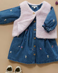 purebaby organic cotton baby dress denim broderie dress baby