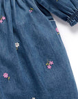 purebaby organic cotton baby dress denim broderie dress baby