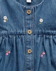 purebaby organic cotton baby dress denim broderie dress baby