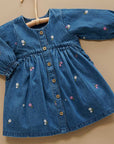 purebaby organic cotton baby dress denim broderie dress baby