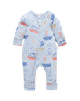 purebaby captain doggy zip growsuit organic cotton baby romper