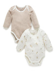 Easy Neck L/S Bodysuit Vanilla Wattle Bee (Pack of 2)