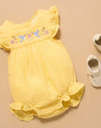 baby floral yellow one piece lace girl