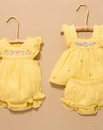 baby floral yellow one piece lace girl