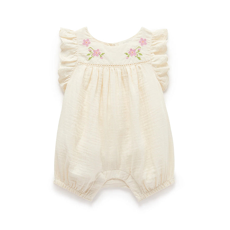 Baby Girl Romper In Blended Stuff Cloud Print