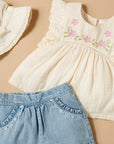 purebaby organic embroidered ruffle top cloud