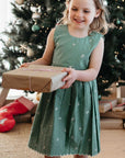 baby kids purebaby organic festive embroidered green dress baby girl christmas outfit