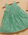 baby kids purebaby organic festive embroidered green dress baby girl christmas outfit