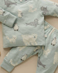 kids organic cotton pyjama set mist polar friends