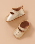Light Gold Leather Eyelet Mary Jane