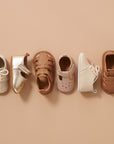 Light Gold Leather Eyelet Mary Jane