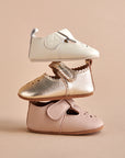 Light Gold Leather Eyelet Mary Jane