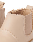 Leather Scallop Booties Blush