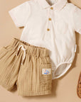 purebaby organic crinkle cotton shorts driftwood baby