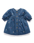 purebaby organic cotton baby dress denim broderie dress baby