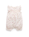 purebaby organic cotton baby romper armeria shirred romper baby girl