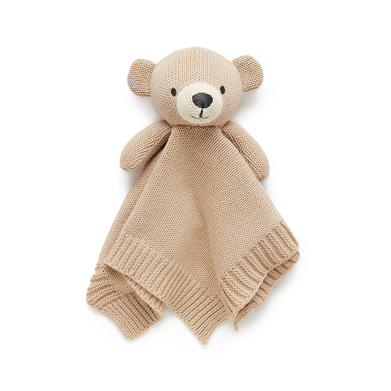 purebaby knitted bear comforter baby soother