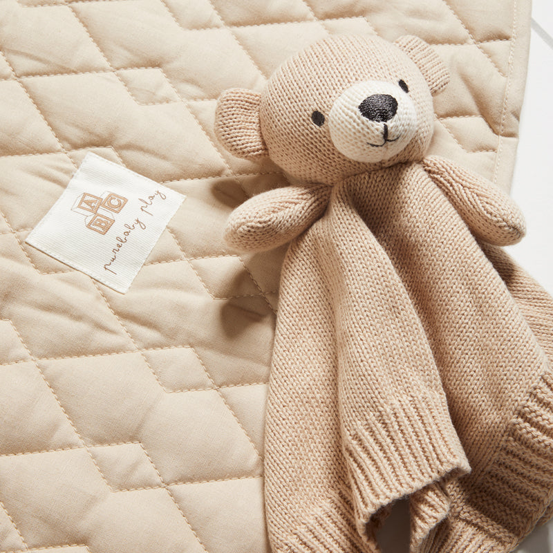 purebaby knitted bear comforter baby soother