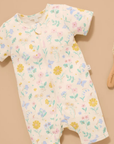 purebaby organic cotton baby romper bedtime blooms short pj growsuit