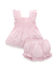 purebaby organic baby girl pink broderie set clothes