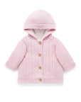 purebaby organic cable knit padded jacket primrose melange pink baby girl