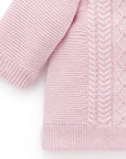 purebaby organic cable knit padded jacket primrose melange pink baby girl