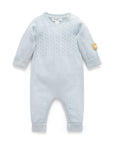 purebaby organic cashmere growsuit pale blue melange organic cotton baby travel clothes