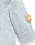 purebaby organic cashmere growsuit pale blue melange organic cotton baby travel clothes