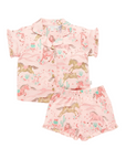 purebaby organic cotton kids pajama set girls horses