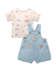purebaby organic blue doggy overall denim set organic cotton baby kids clothes