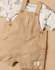 purebaby organic driftwood overall set organic cotton kids clothes