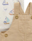 Linen Blend Overall Set in Driftwood