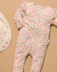 purebaby organic cotton baby girl clothes flor zip growsuit romper