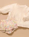 purebaby organic cotton baby clothes garden flowers ruffle bloomers baby girl diaper cover