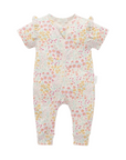 purebaby organic cotton baby clothes garden petals zip growsuit