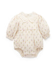 purebaby organic white primrose gathered bodysuit baby girl